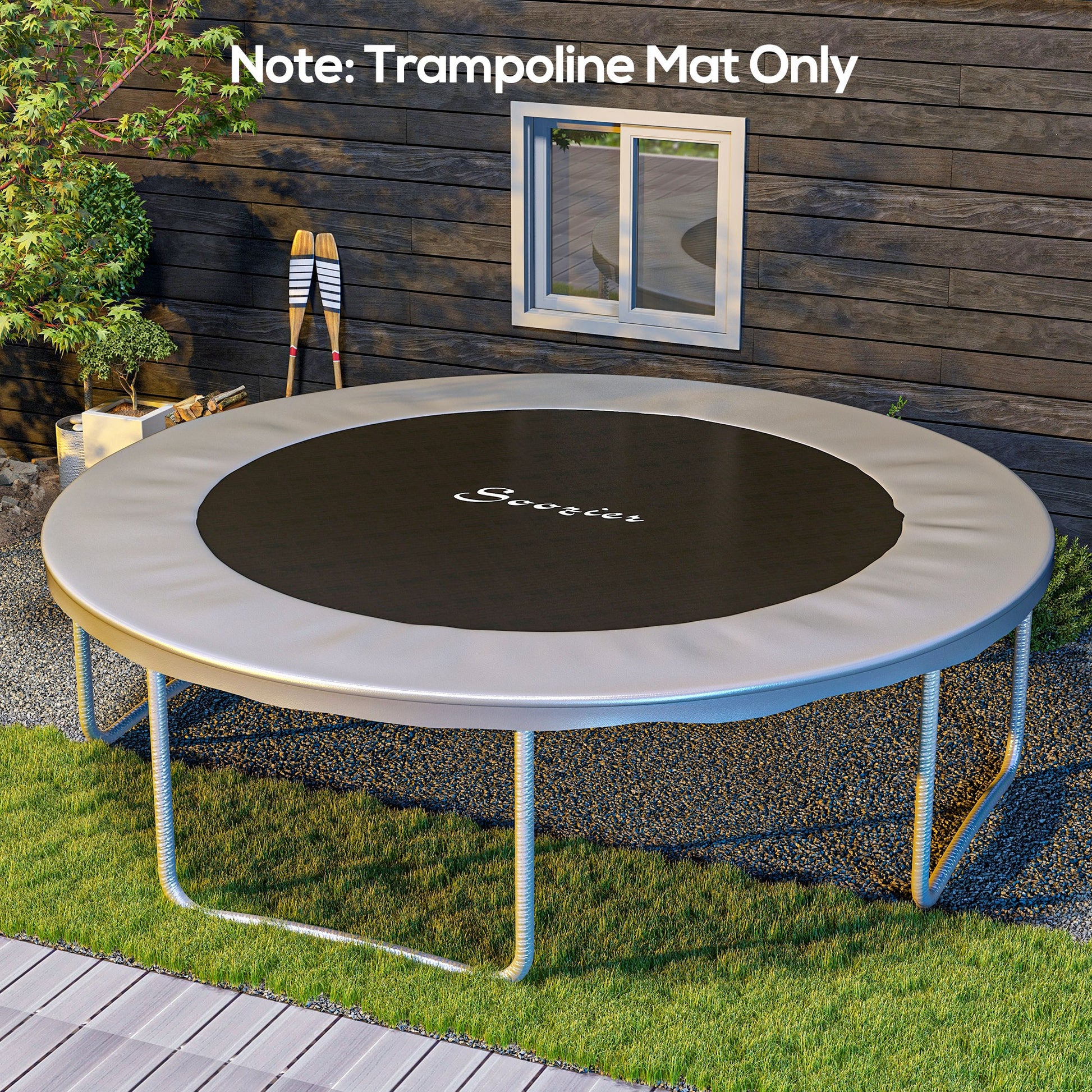 Soozier Trampoline Replacement Mat, Fits 12' Trampoline With 72 V Hooks & 5.5" Springs, Trampoline Mat With 8 Rows Of Stitching & Spring Pull Tool Spring & Frame Not Included , Orange Orange Plastic
