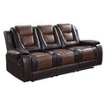 Modern Luxury Sofa Dual Reclining With Center Drop Down Cup Holders 1Pc Formal Living Room Furniture Premium Faux Leather Upholstery Comfortable Two Tone Brown Finish Dark Brown,Light Brown Faux Leather Wood Primary Living Space Luxury,Modern