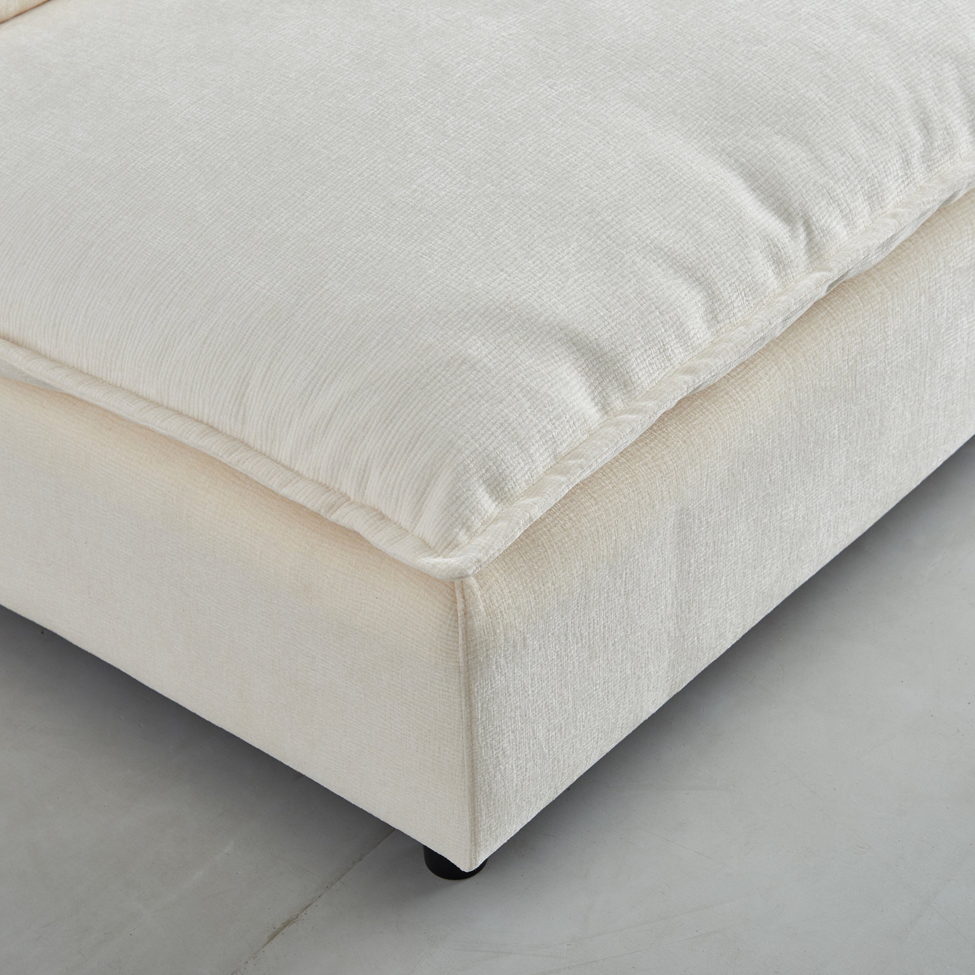 Mid Century Modern 3 Seater Sofa Couch For Living Room Modular Sectional Armless Sofa, Ultra Soft Chenille Fabric, Sturdy Frame, Comfortable And Stylish Furniture Beige Foam Chenille 2 Seat