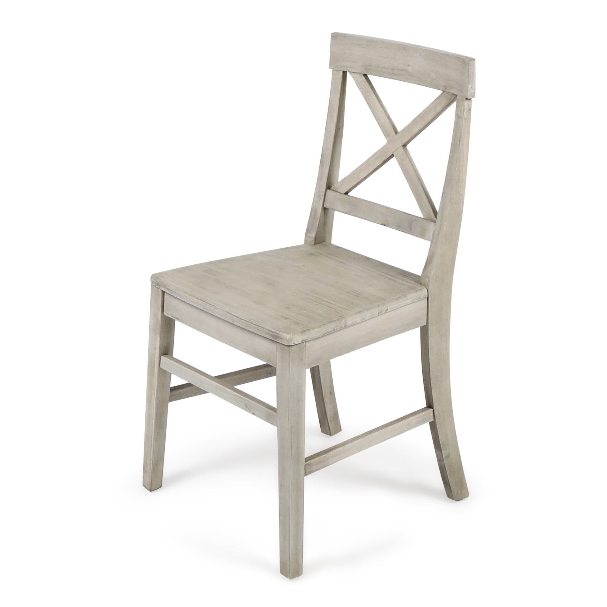 Roshan Farmhouse Acacia Wood Dining Chairs, Light Grey Wash Set Of 2 Grey Acacia Wood