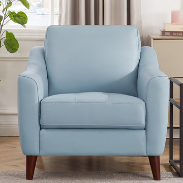 Ersa Leather Chair Blue Memory Foam Genuine Leather