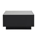 Square High Glossy Coffee Table With 16 Color Led Strip Lights, Modern Center Table With 5Mm Frosted Tempered Glass Top For Living Room, Black, 27.5*27.5In Black Primary Living Space Mdf