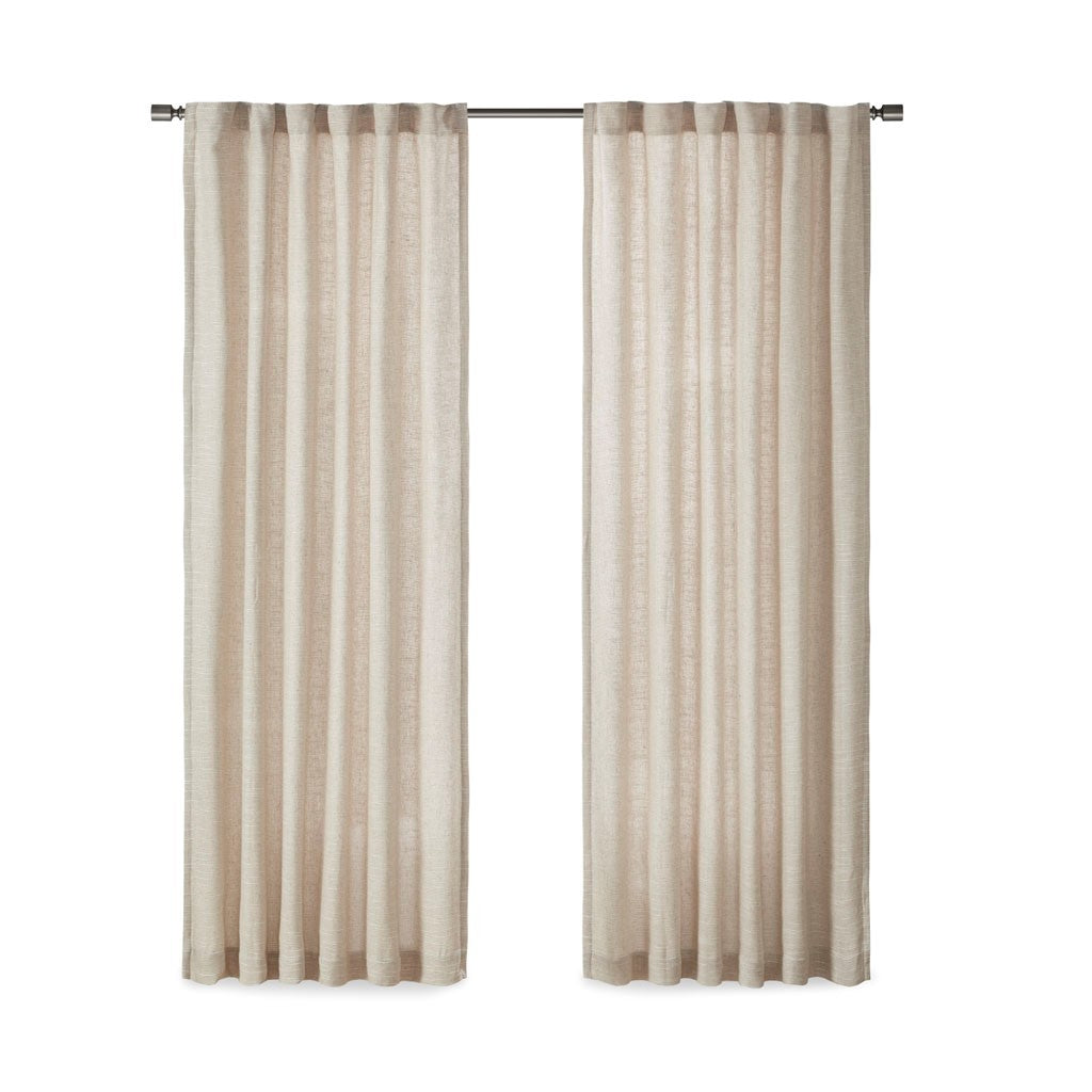 Faux Linen Rod Pocket And Back Tab Fleece Lined Curtain Panel Only 1 Pc Panel Natural Polyester