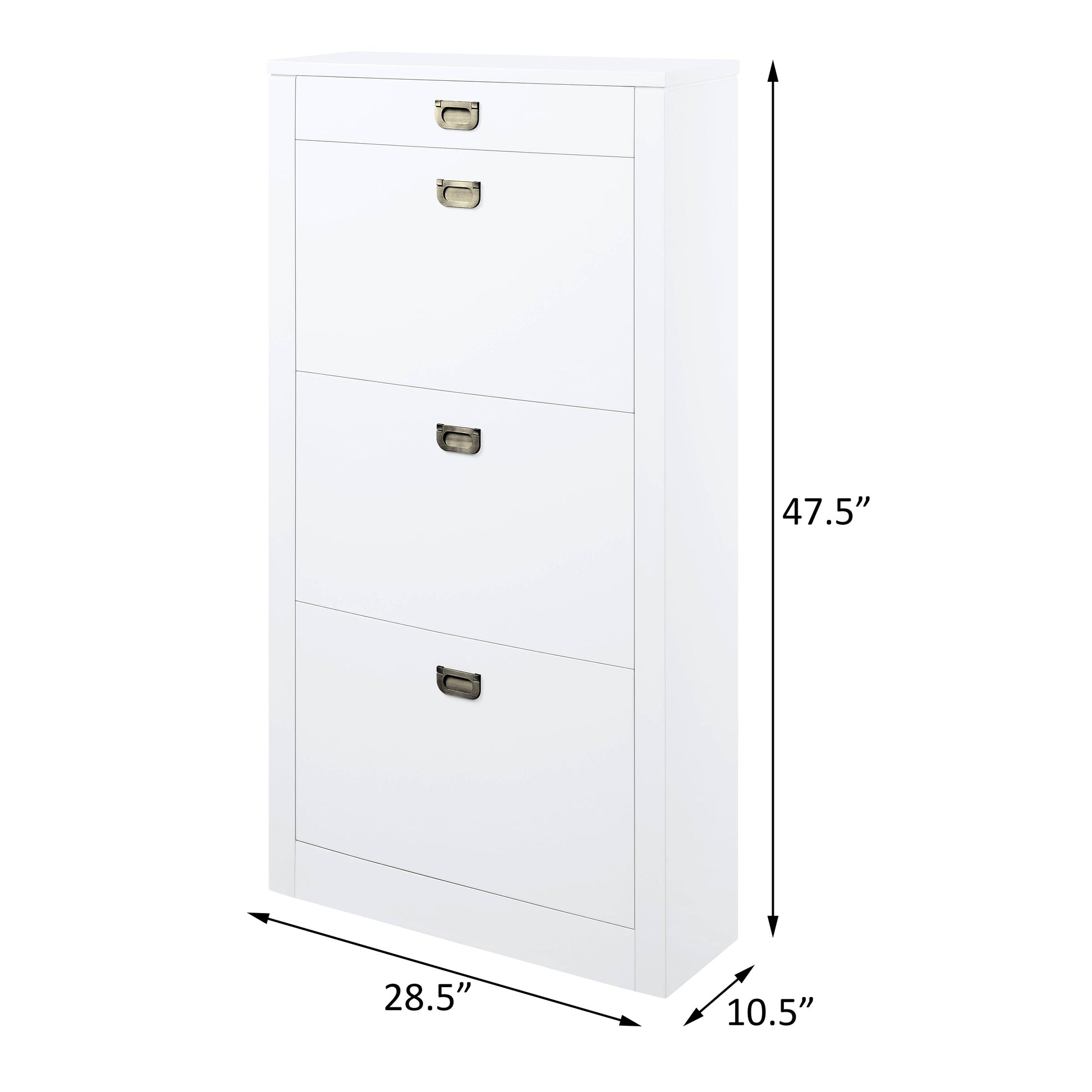 Bailey White High Gloss Shoe Cabinet With 4 Drawers Freestanding White Primary Living Space Drawers Included Modern Wood Metal