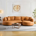 Modern Sectional Curved Sofa Couch For Living Room,Upholstered 5 Seat Sofa Couch Eco Leather Couch Set For Apartment Office,Orange Orange Bonded Leather 5 Seat