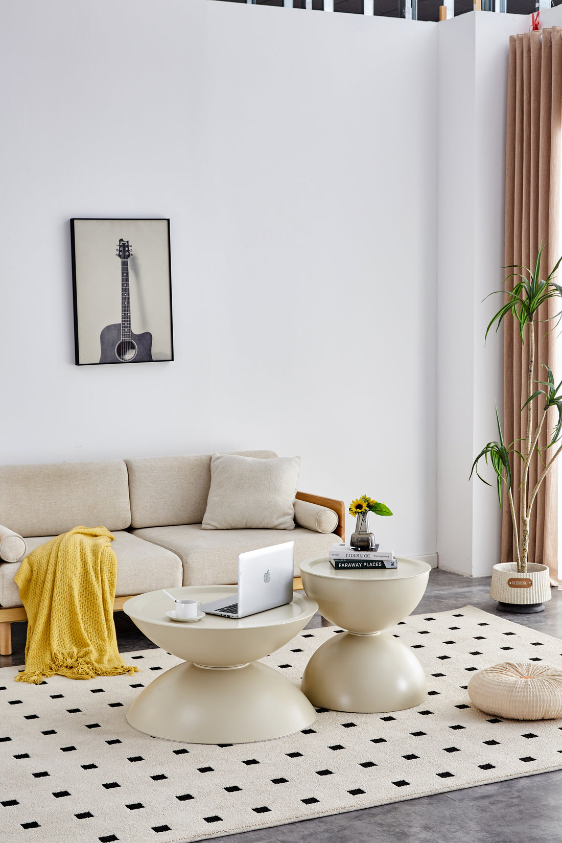 Milk White Coffee Round Tables Set Of 2 With Storge Movable Table Top Multifunctional End Side Table Milk White Primary Living Space Casual,Cute,Modern Freestanding Round Coffee & End Tables Round Metal