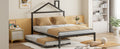 Full Size Metal Platform Bed With Twin Size Trundle,House Shaped Headboard Design, Black Full Black Metal