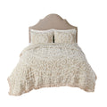 Tufted Cotton Chenille Medallion Fringe Coverlet Mini Set Taupe King Cal King King Taupe Cotton