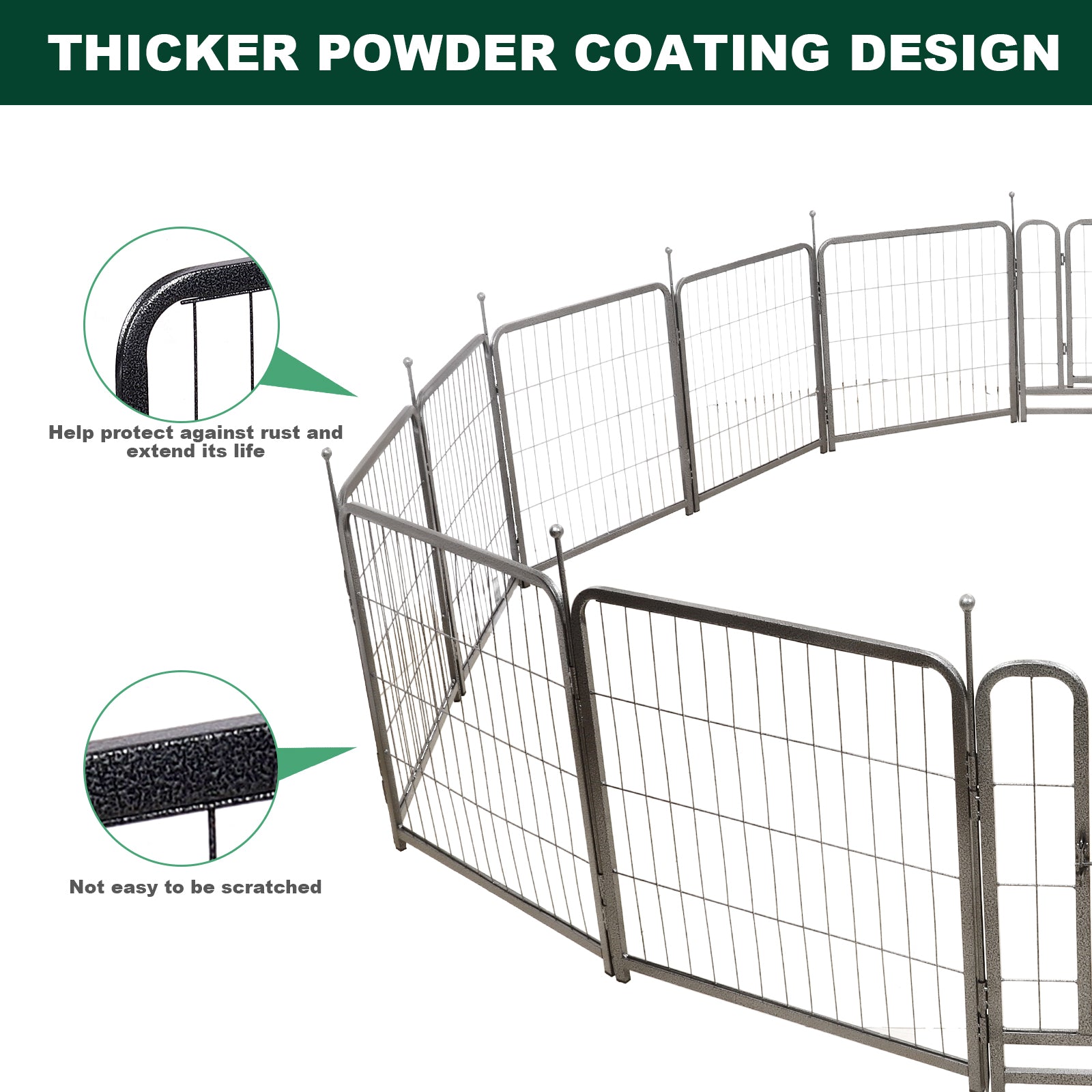 16 Panels Dog Playpen For Outdoor,Yard,Camping,24"Height Dog Fence With 2 Doors. Black Steel