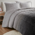 Ombre Shaggy Long Fur Comforter Mini Set King Grey Polyester