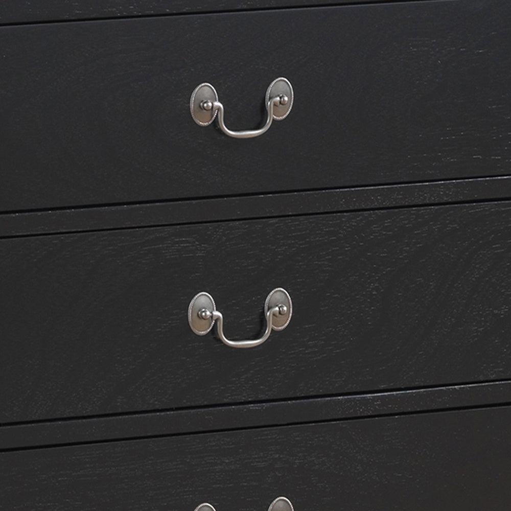 Elegant Traditional Black Dresser Black 5 Drawers & Above Partice Board Mdf Pine Wood