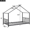 Twin Size Metal House Platform Bed, Black Box Spring Not Required Twin Black Metal Bedroom Bed Frame Metal