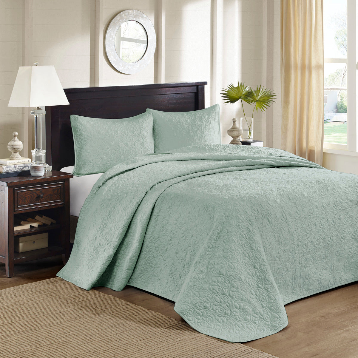 Reversible Quilt Set Seafoam Twin Twin Xl Seafoam Cotton
