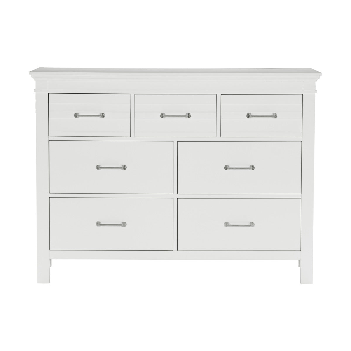 7 Drawers White Finish Dresser Transitional Style Wooden Bedroom Furniture 1Pc White Bedroom Transitional Wood