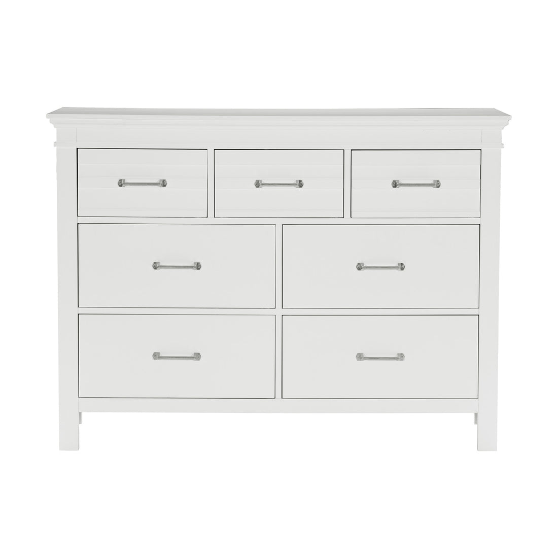 7 Drawers White Finish Dresser Transitional Style Wooden Bedroom Furniture 1Pc White Bedroom Transitional Wood