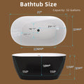 51 Inch Acrylic Freestanding Bathtub Contemporary Soaking White Tub With Overflow And Pop Up Drain Matte Black Matte Black Oval Bathroom Freestanding Tubs Polished Less Than 59 In Contemporary,Modern Soaking Center Fiberglass Acrylic