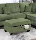 Gorgeous Sage Color 3Pc Sectional Set Corduroy Upholstered Laf Sofa Raf Chaise Ottoman L Sectional Living Room Furniture Sage Primary Living Space Cushion Back Contemporary,Modern L Shaped Rubberwood Rolled Arms Corduroy 6 Seat