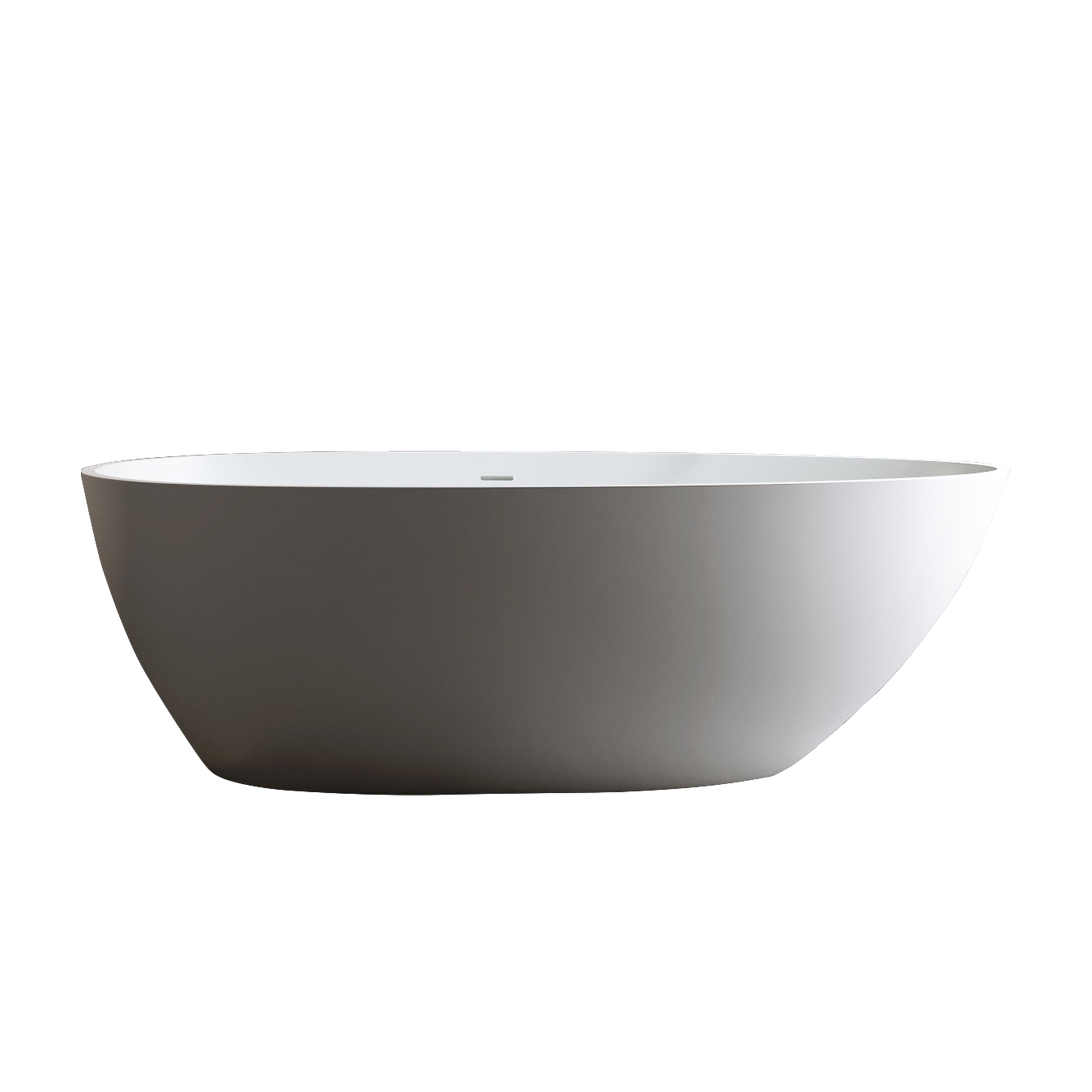 59'' Solid Surface Matte Tub, Freestanding Solid Surface Resin Stone Bathtub, Solid Surface Matte White Soaking Tub,Free Standing Tub With Overflow And Pop Up Drain, Matte White Matte White Oval Bathroom Freestanding Tubs Matte 59 61 In Soaking Center