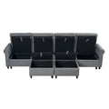 U Shaped Sectional Couch Convertible Sectional Couch With Double Chaise 6 Seat Sectional Sofa For Living Room Grey Fabric 6 Seat