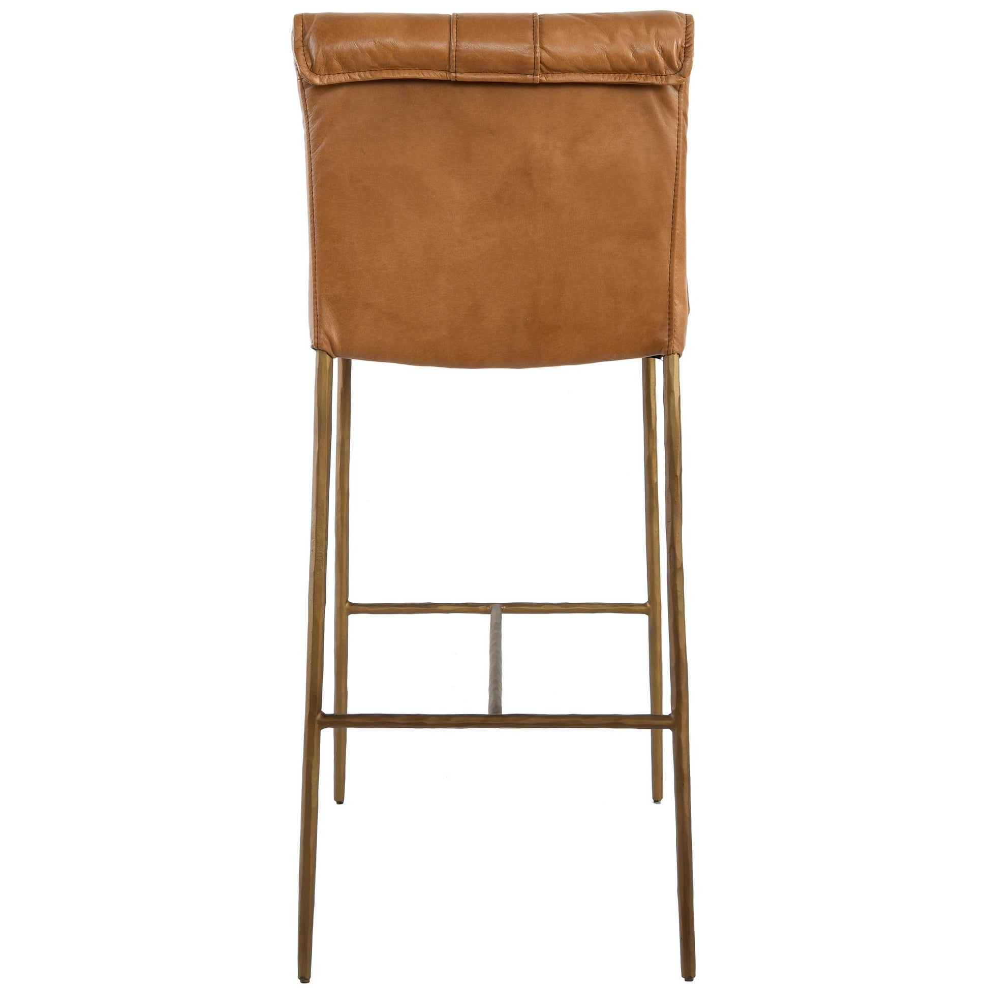 Iva 31 Inch Bar Stool Chair, Padded, Rolled Back, Tan Top Grain Leather Brown Leather