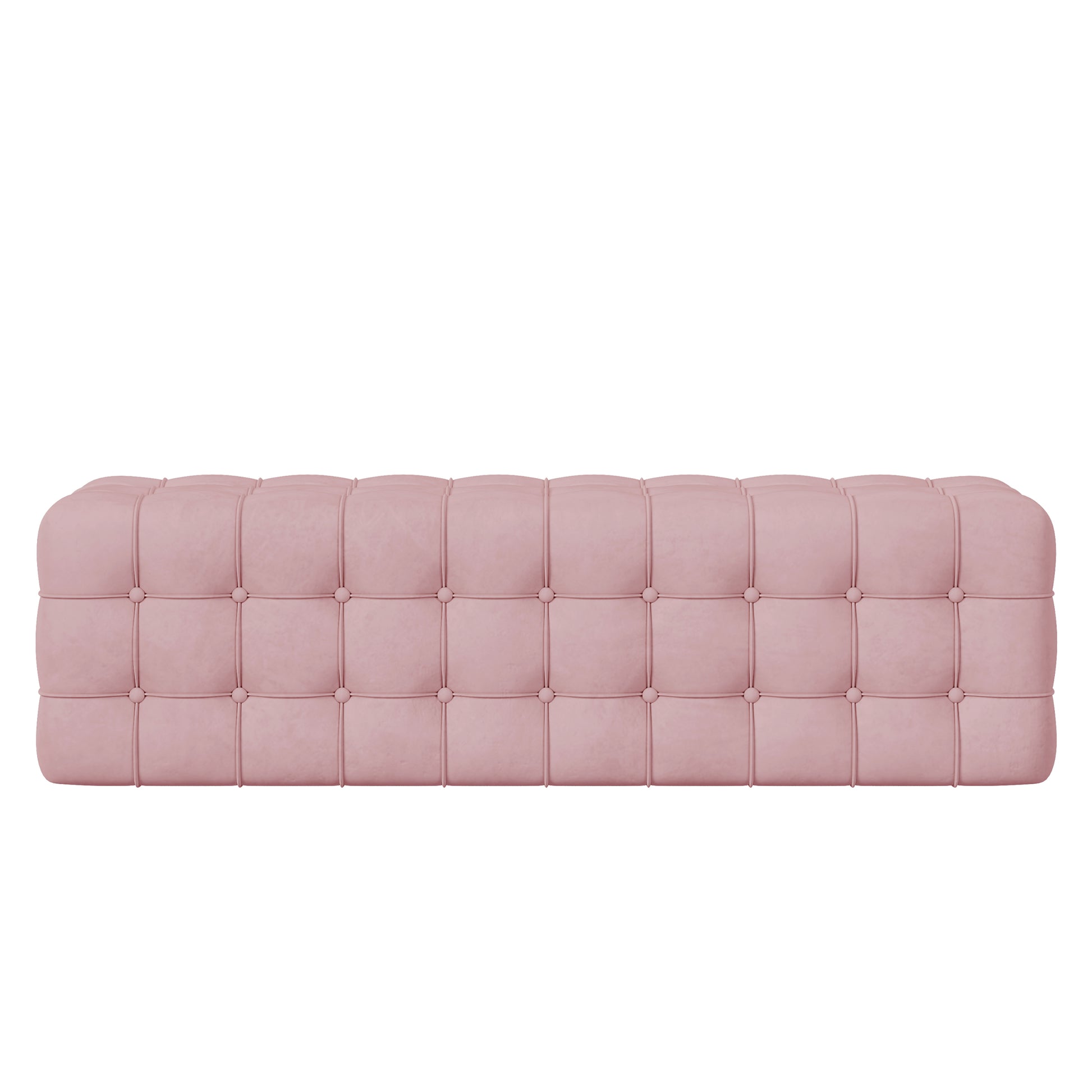 2 Pieces Bedroom Sets Queen Size Upholstered Bed With Rectangular Upholstered Ottoman For Bedroom,Pink Queen Pink 2 Piece Set Solid Wood Mdf