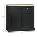 Homcom Sideboard Buffet Cabinet, Kitchen Cabinet, Coffee Bar Cabinet With 2 Drawers And Double Door Cupboard For Living Room, Entryway, Black Black Mdf