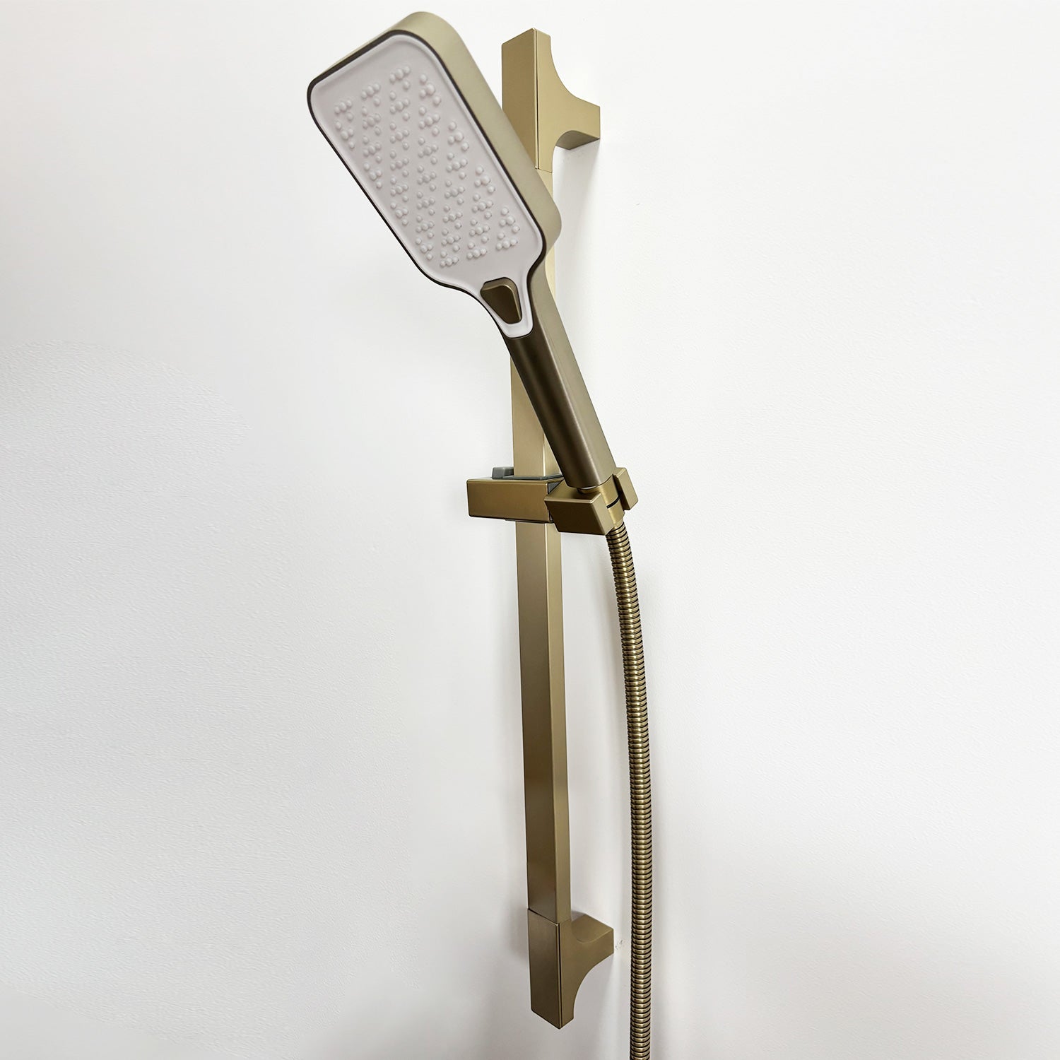 Handheld Shower With Slide Bar And Hose Brushed Gold Stainless Steel