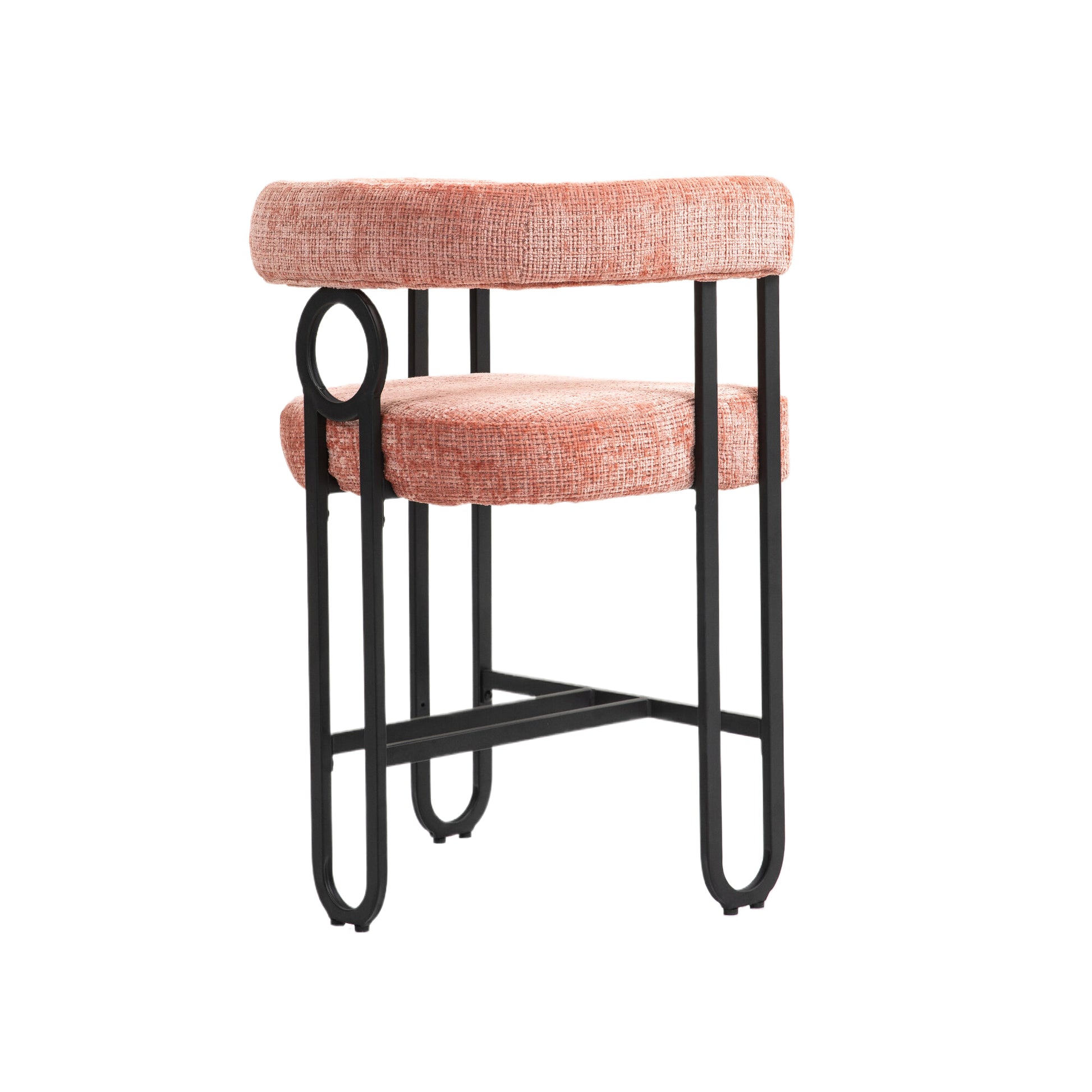 Coolmore Bar Stools Set Of 1, Modern Bar Stool With Back, Black Metal Frames, Upholstered Bar Stools For Kitchen Island, Pub, Club Pink Chenille Pink Primary Living Space Foam Chenille