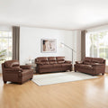 Luxor Leather Sofa Pecan Memory Foam Genuine Leather 3 Seat