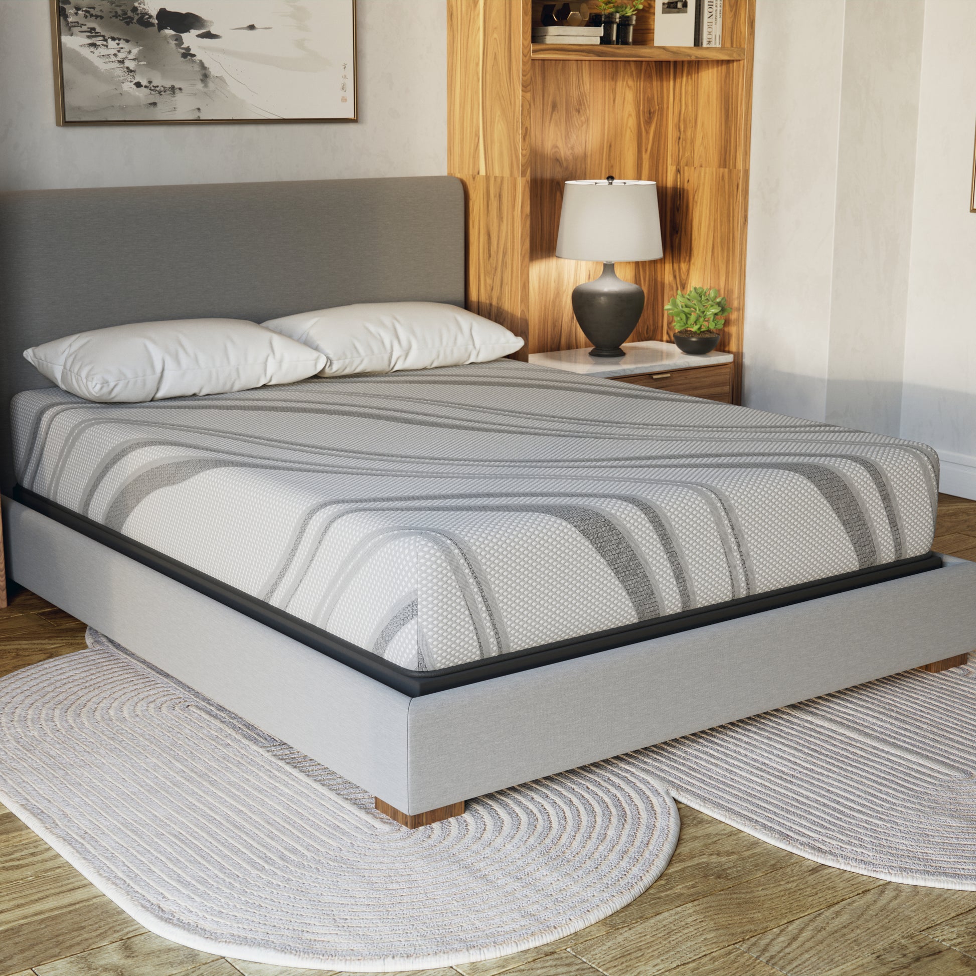 Bib: Nl 10" Pro Gel Foam Medium Cal King Gray Memory Foam Fabric California King