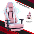 Game Chair, Ergonomiy Designed Computer Chair With Headrest And 2D Armrests, Waist Pillow Electronic Lounge Chair With Vibration Massage Function, Competitive Chair Iron Pink Cotton Leather