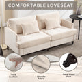 Coolmore Mid Century Modern Chenille Fabric Loveseat Sofa, 2 Seat Upholstered Loveseat Sofa Modern Couch For Living Room,Brown Wood Feet Sofa For Bedroom, Reading Beige Chenille Beige Chenille 2 Seat
