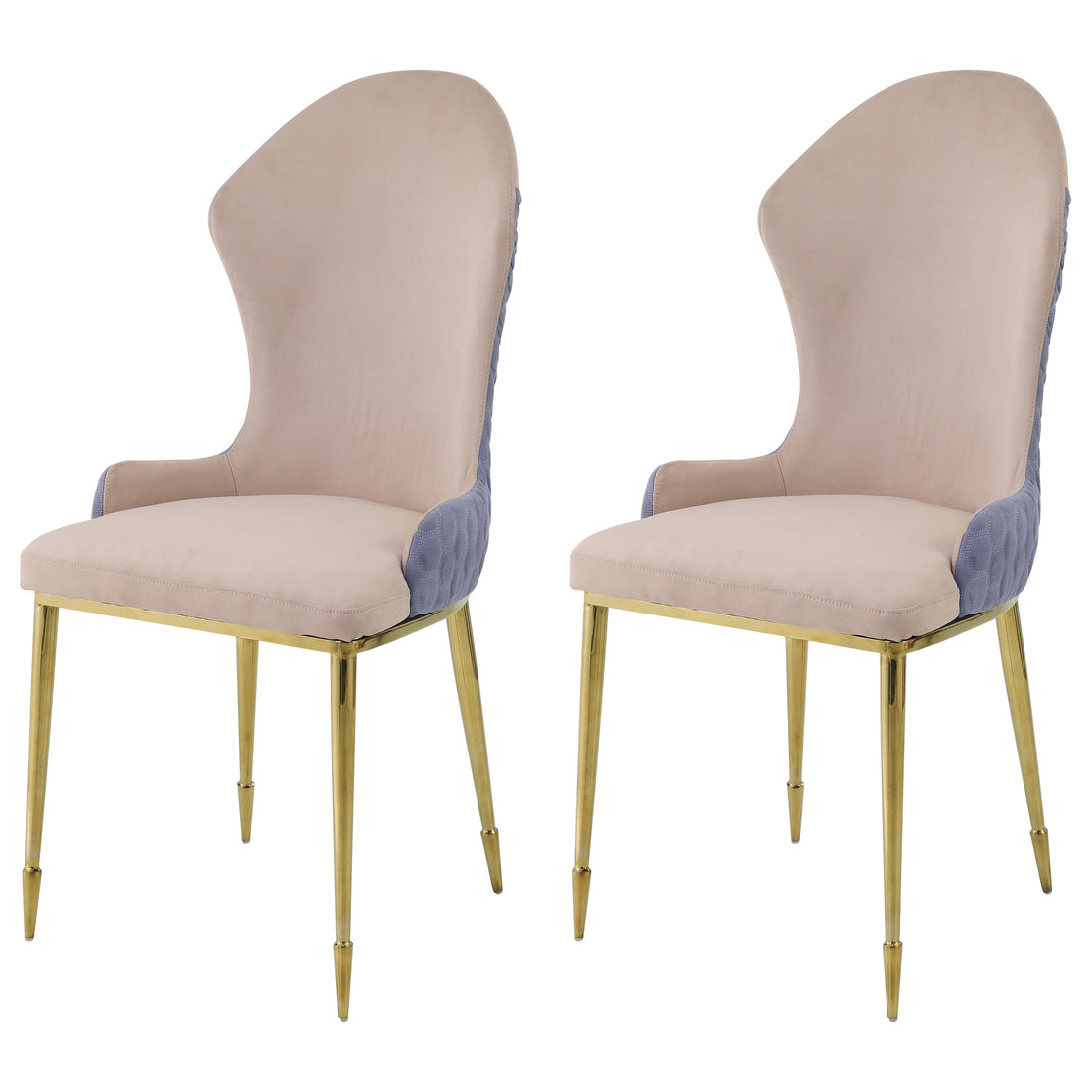 Tan And Gold Sloped Arms Dining Chairs Set Of 2 Tan Gold Dining Room Set Of 2 Fabric Metal