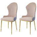 Tan And Gold Sloped Arms Dining Chairs Set Of 2 Tan Gold Dining Room Set Of 2 Fabric Metal