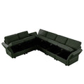 L Shaped Modular Sectional Corner Sofa Couch, 6 Seat Modular Sectional Sofa With Chaise For Living Room, Adjustable Arms And Backs Green Green Polyester 6 Seat