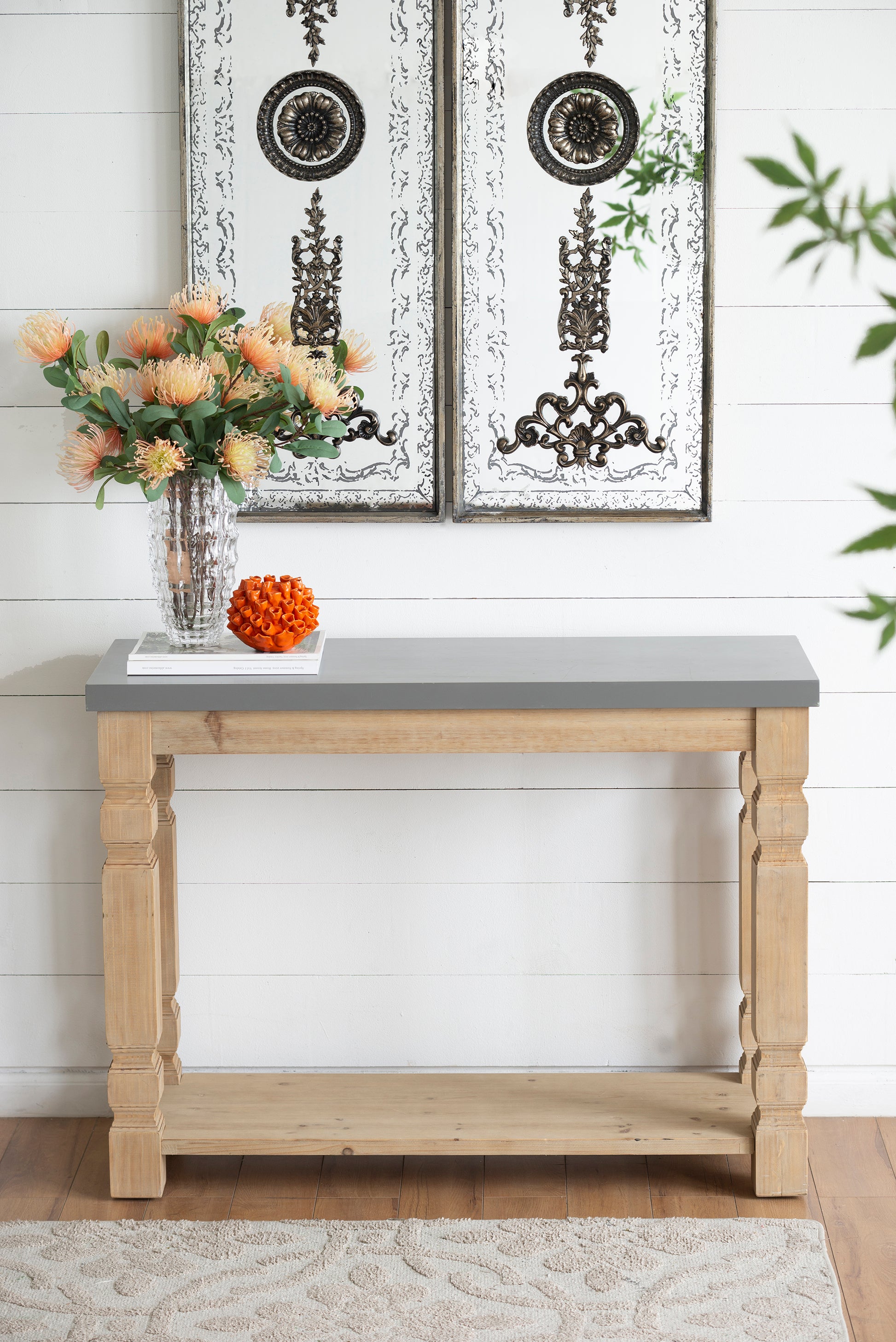 42X15.7X31" Console Table Brown Gray Wood