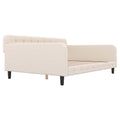 Full Size Upholstered Tufted Daybed With 4 Support Legs, Beige Box Spring Not Required Full Beige Wood Bedroom Daybeds Linen Upholstered