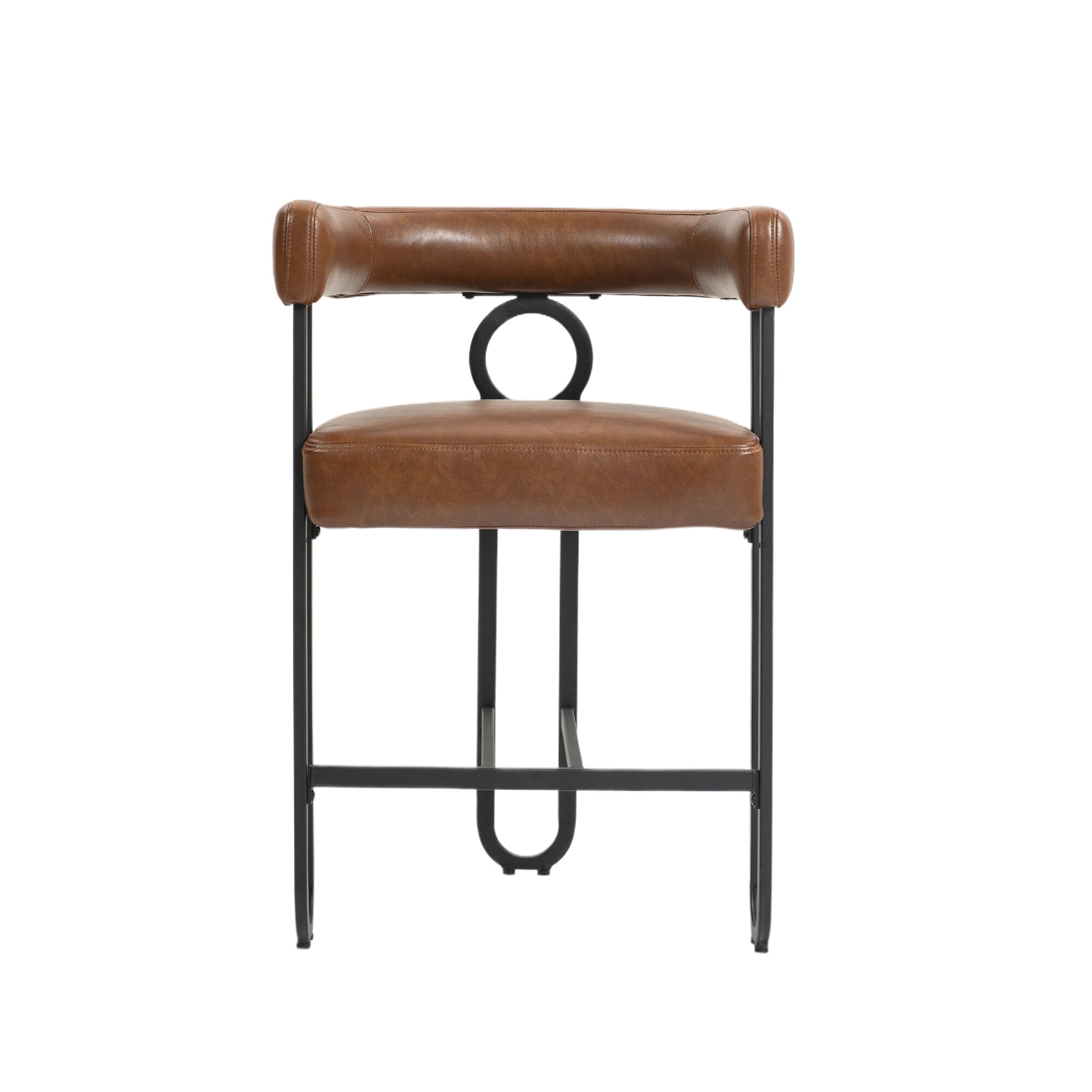 Coolmore Bar Stools Set Of 2, Modern Bar Stool With Back, Black Metal Frames, Upholstered Bar Stools For Kitchen Island, Pub, Club Light Brown Pu Light Brown Dining Room Foam Pu Leather