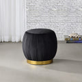 Black And Gold Round Tufted Ottoman Black Gold Velvet Wood Primary Living Space Backless Solid Black Luxury Round Armless Fabric Metal