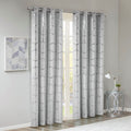 Total Blackout Metallic Print Grommet Top Curtain Panel Only 1 Pc Panel Grey Silver Microfiber