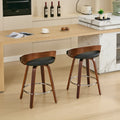 Bar Stools Set Of 2, Swivel Bar Height Stools With Low Back, Wood Bar Chairs With Soft Cushion Seat, 25 Inch Seat Height Black, 25