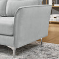 Modern Sofa 3 Seat Couch With Stainless Steel Trim And Metal Legs For Living Room,Gray Gray Foam 3 Seat