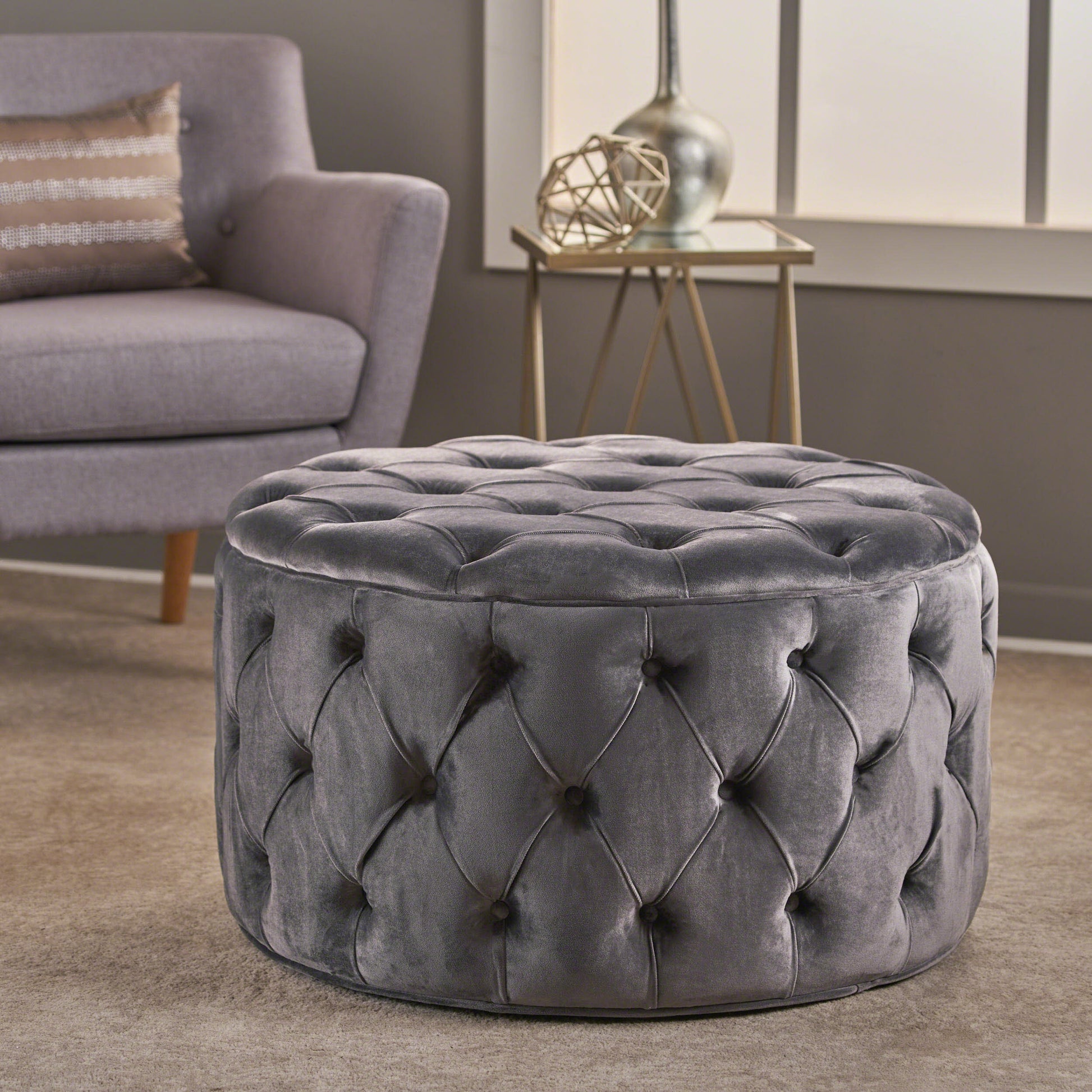 Ottoman Grey Velvet