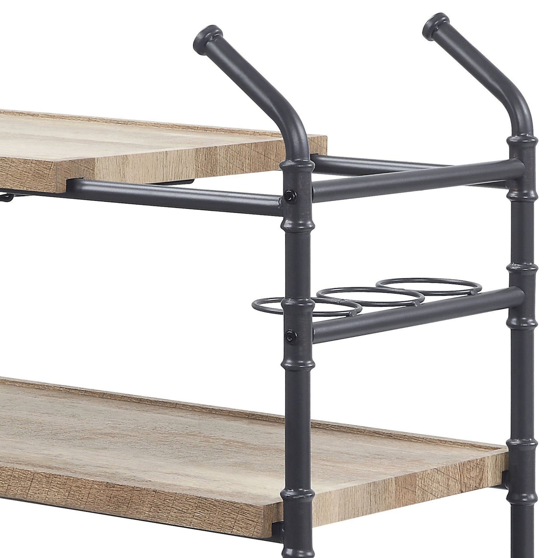 Oak And Sandy Black 2 Shelf Serving Cart - Oak