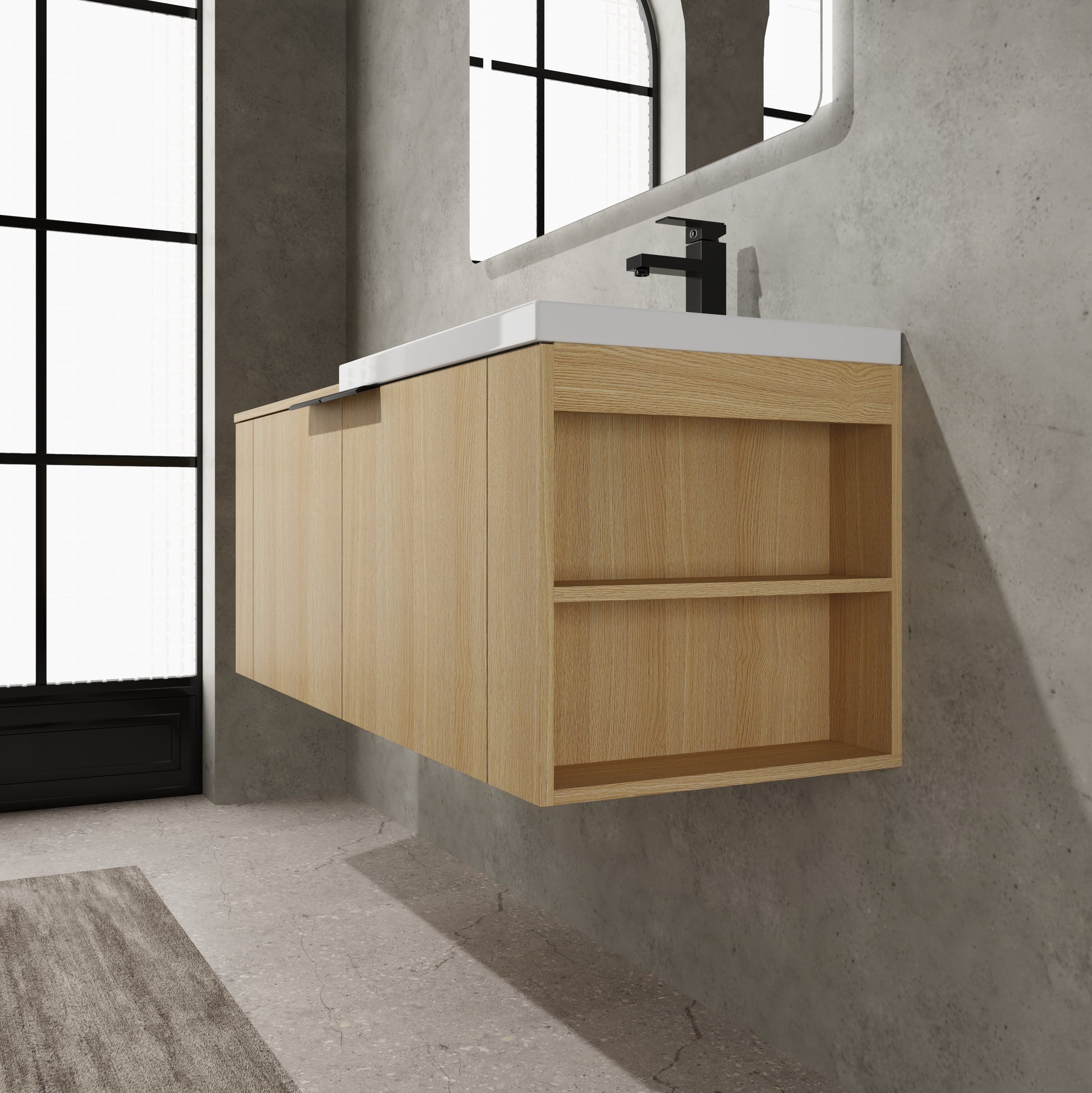 48 "Bathroom Vanity Sink Combo For Big Space,Modern Bathroom Cabinet Cabinet Combination, Bathroom Sink Cabinet Set, Oak Oak Bathroom American Design Engineered Wood