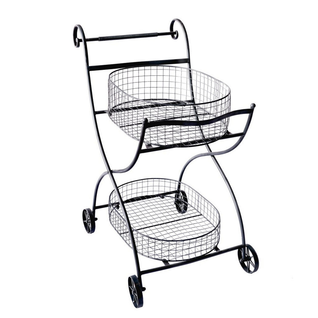 Well Designed Metal Utility Cart & Stand, Black Black Steel