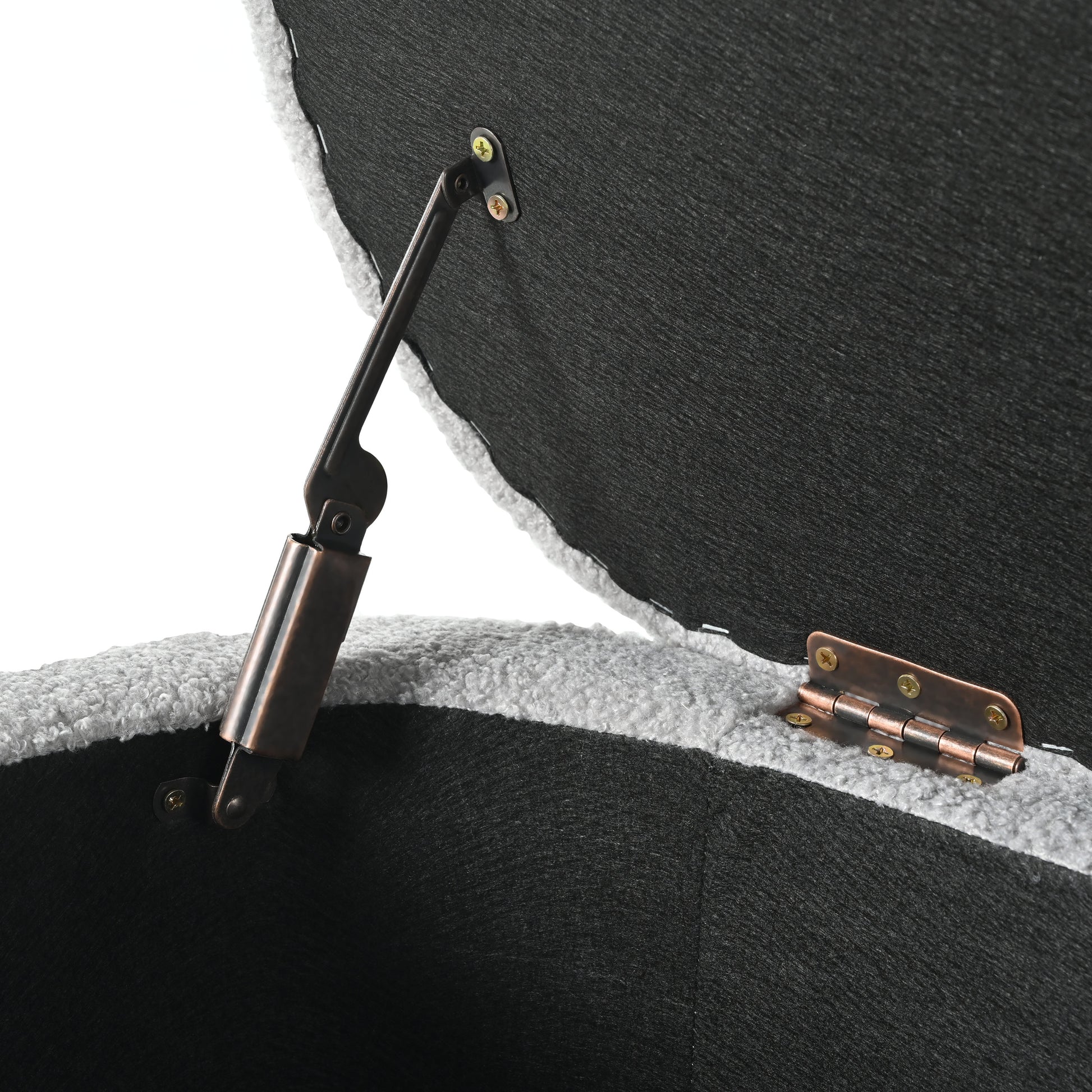 Oval Storage Bench For Living Room Bedroom End Of Bed, Upholstered Storage Ottoman Entryway Bench With Metal Legs,Grey Wood Primary Living Space Solid Grey Pine With Storage Grey Polyester Polyester Or Polyester Blend Backless Modern Oval Flip Top