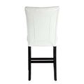 Nok 25 Inch Counter Chair, Set Of 2, Button Tufted Back, White, Black White Wood