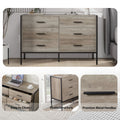 Wood Dresser With 6 Drawers, Wooden Storage Closet For Bedroom, Solid Clothes Cabinet With Sturdy Steel Frame, 48.58