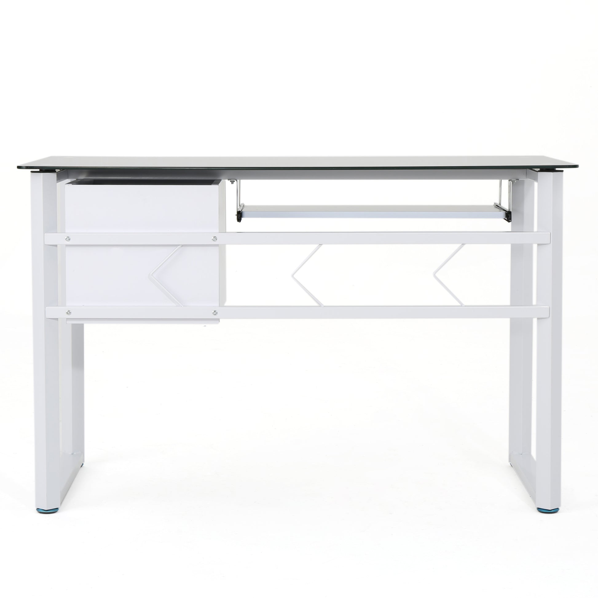 Glass Computer Desk White Black Mdf